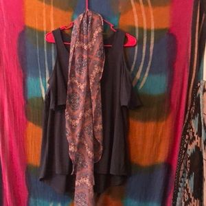 Cold shoulder top with cute scarf